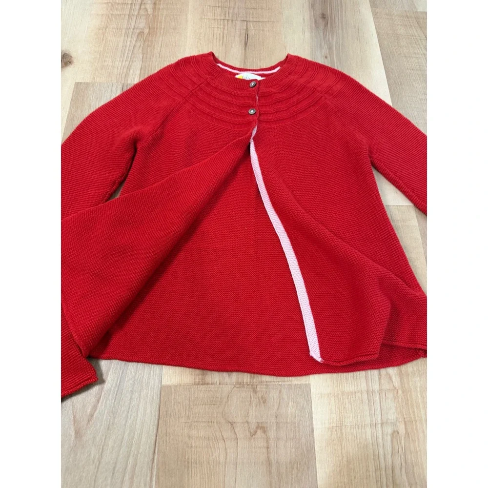 Boden Girls Red Cotton Cashmere Knit Cardigan Sweater Size 11-12Y